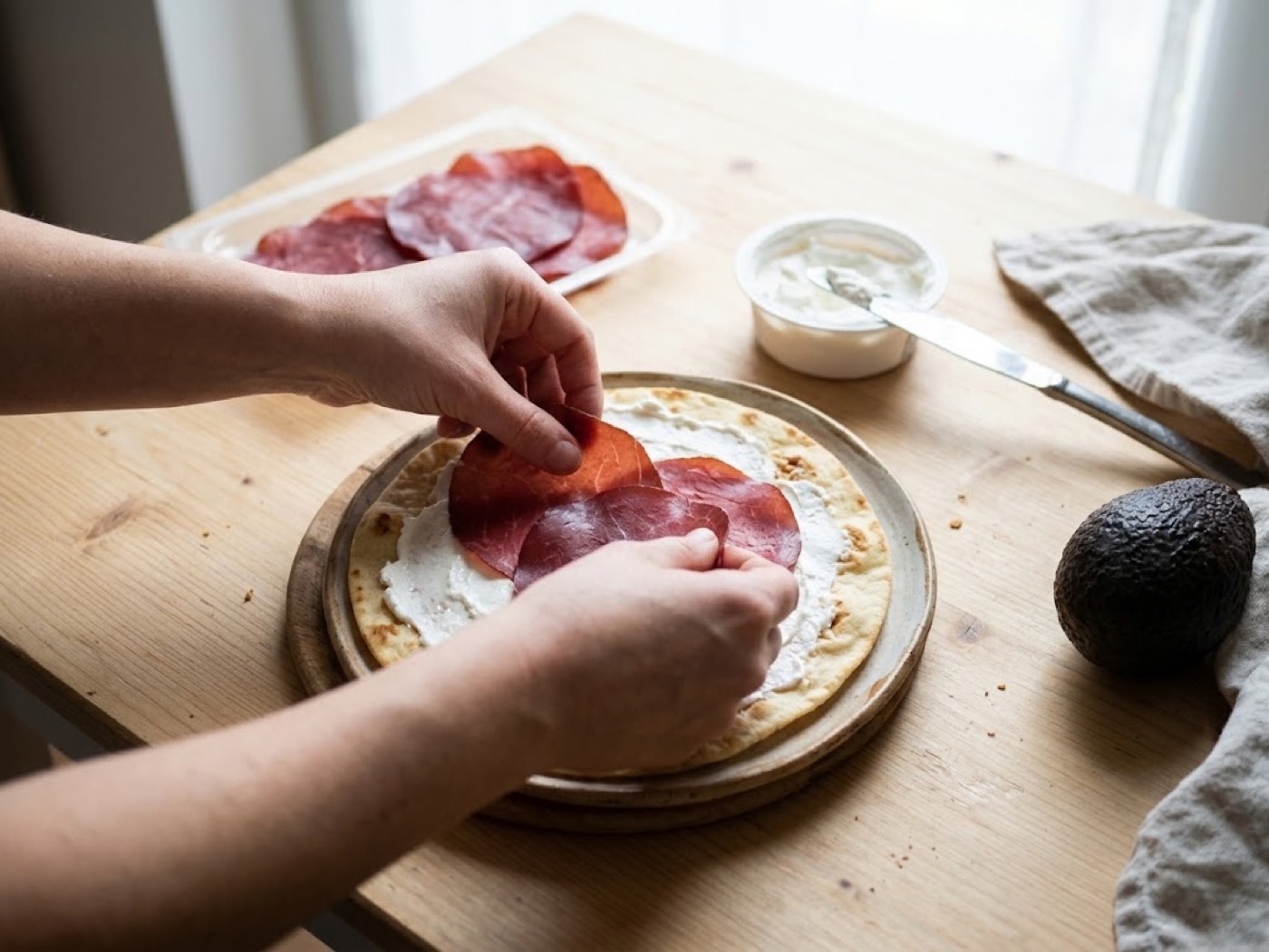 Piadina Bresaola Avocado Robiola, passaggio 3