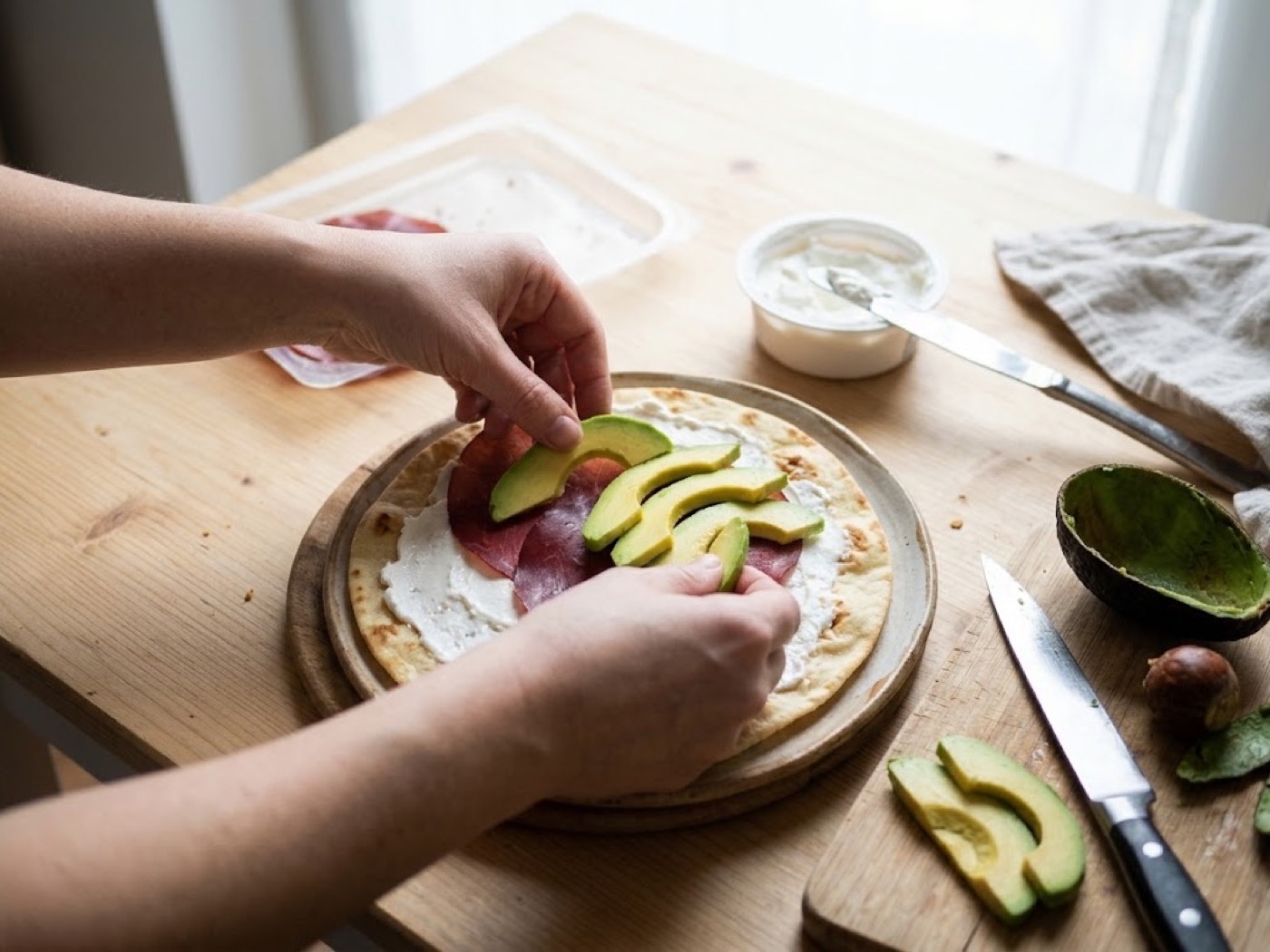 Piadina Bresaola Avocado Robiola, passaggio 4