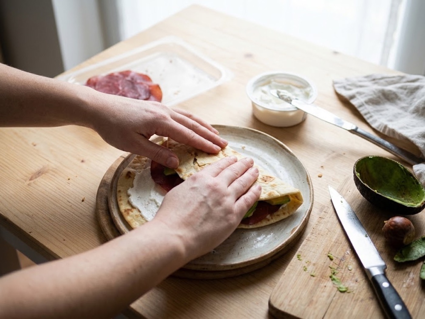Piadina Bresaola Avocado Robiola, passaggio 5