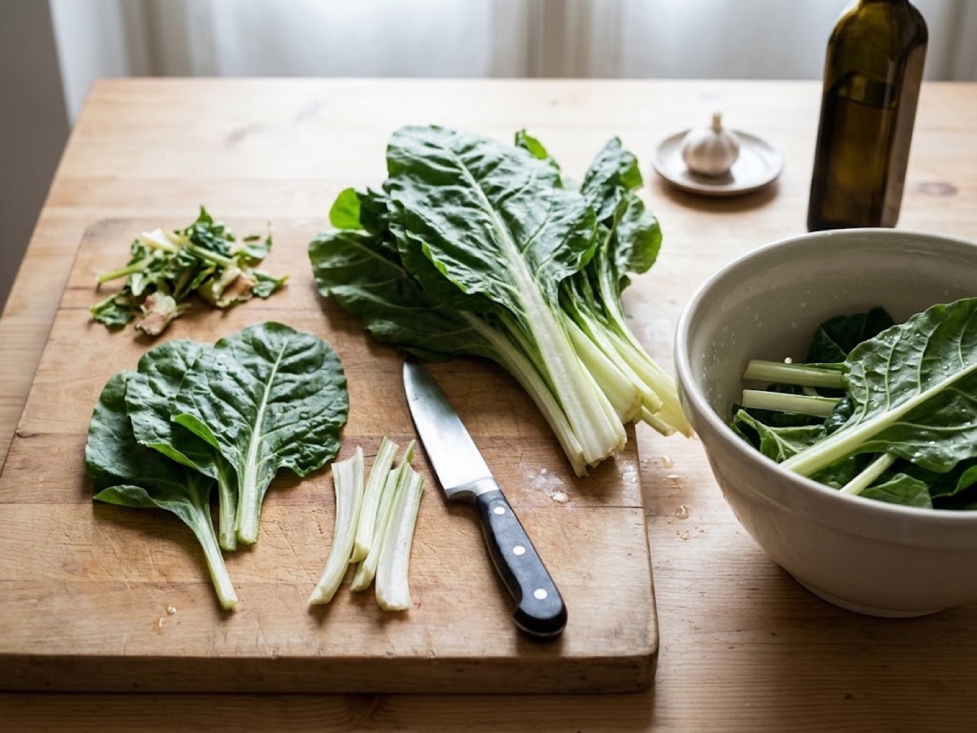 Bietole aglio e olio, passaggio 1