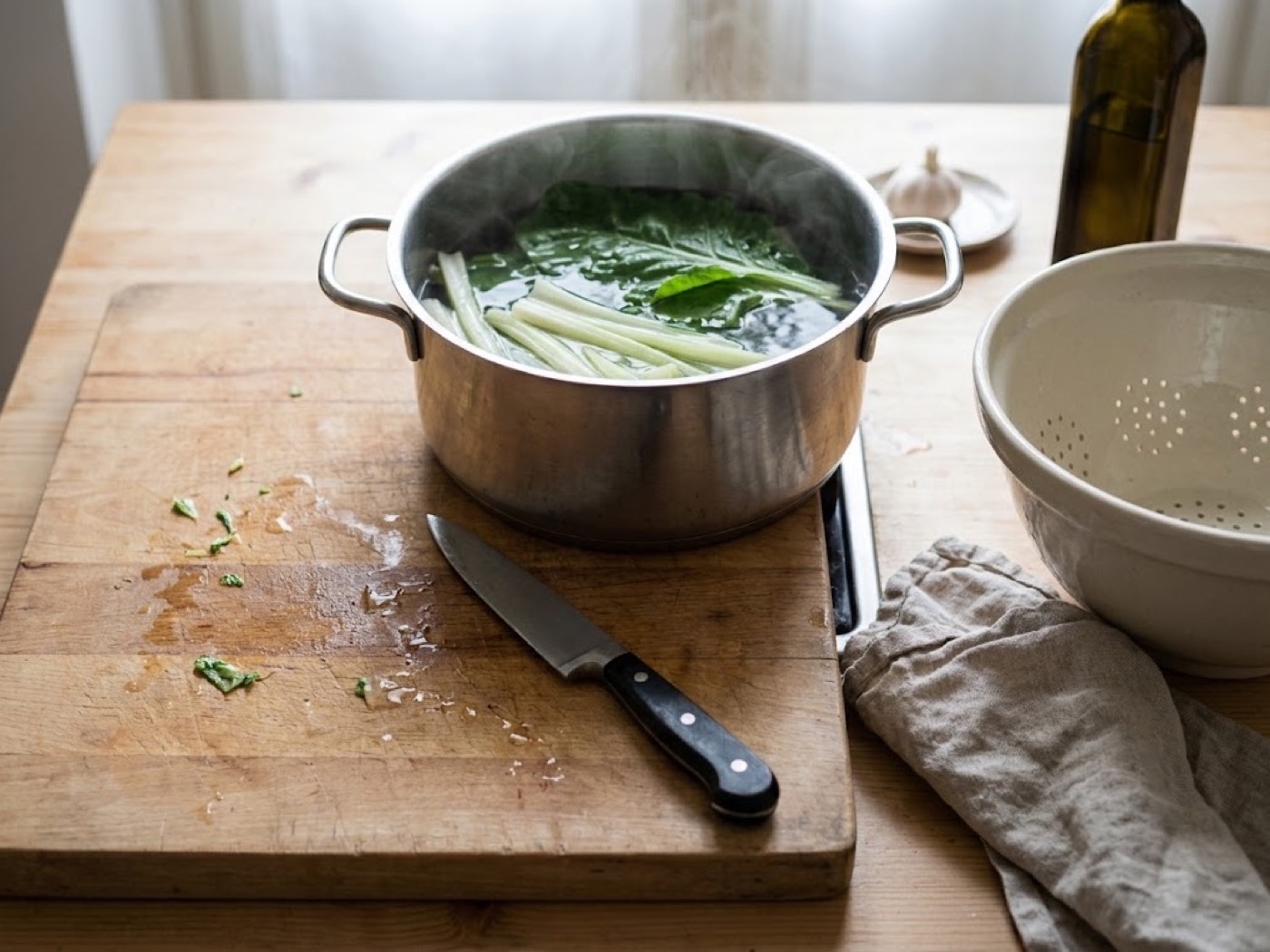 Bietole aglio e olio, passaggio 2
