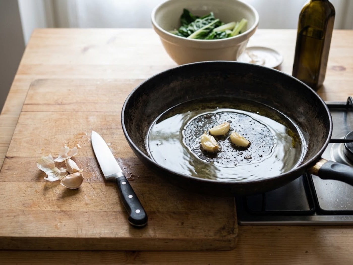 Bietole aglio e olio, passaggio 3