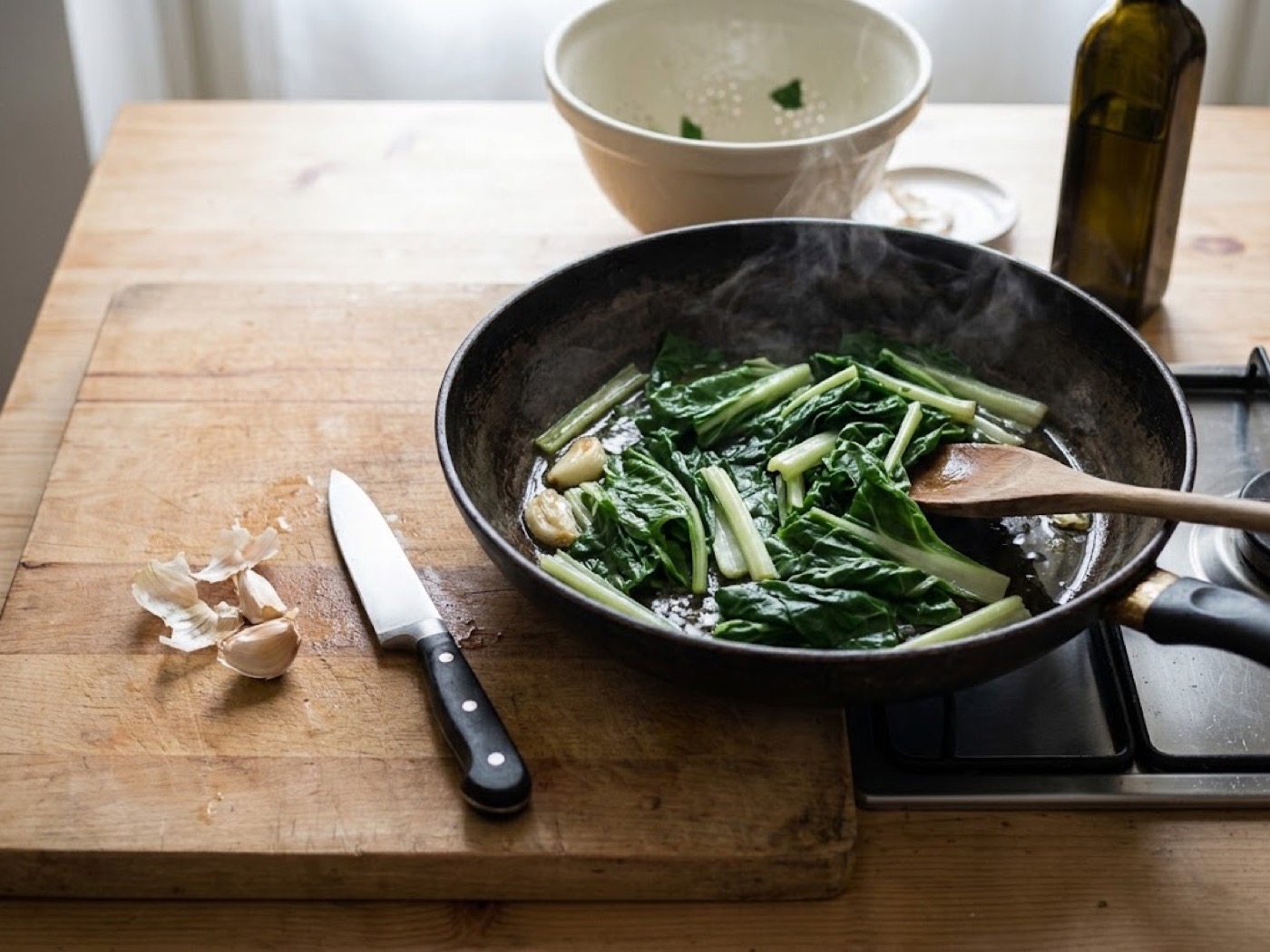 Bietole aglio e olio, passaggio 4