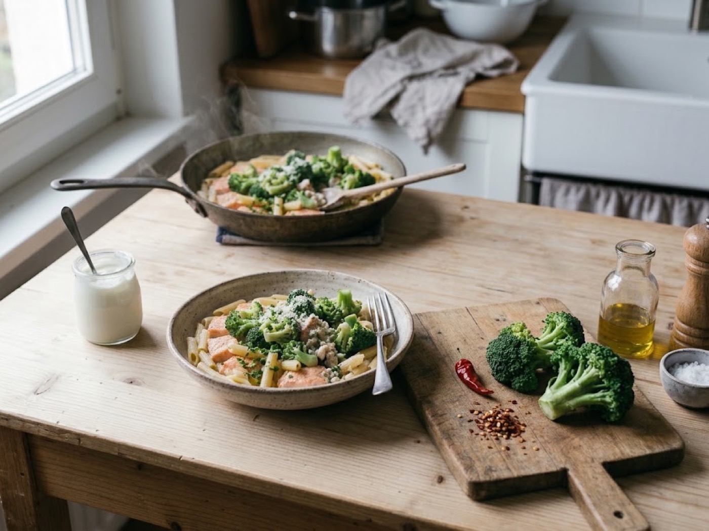 Pasta salmone e broccoli, passaggio 9