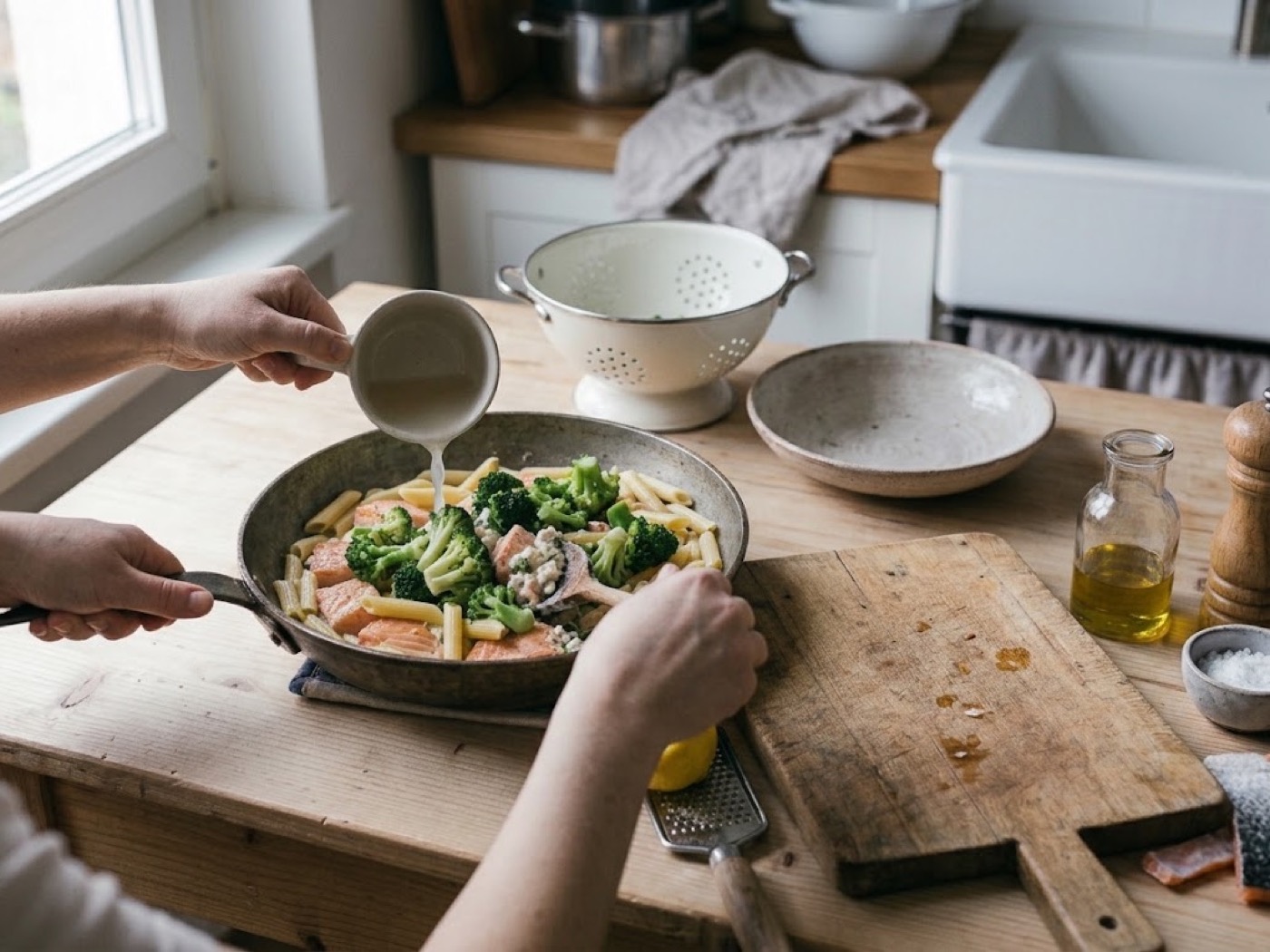 Pasta salmone e broccoli, passaggio 7