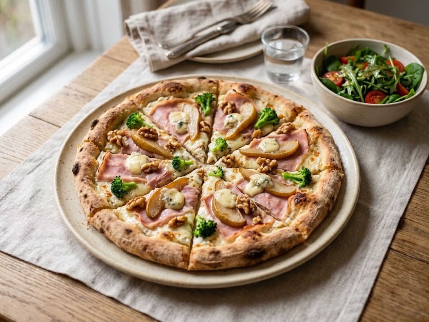 Pizza prosciutto e gorgonzola