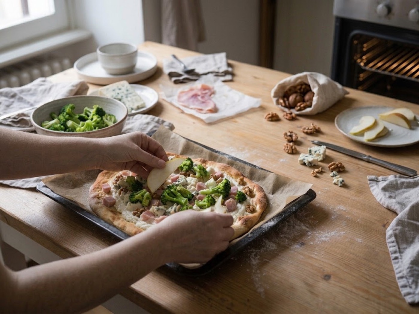 Pizza prosciutto e gorgonzola, passaggio 7