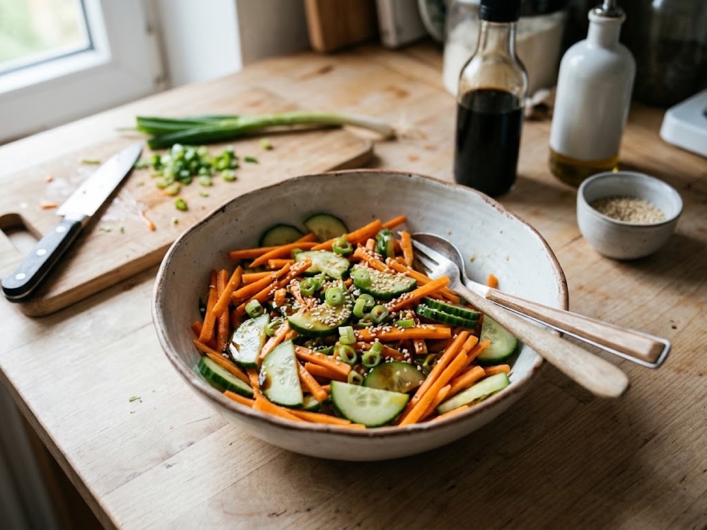 Insalata di cetrioli e carote, passaggio 1