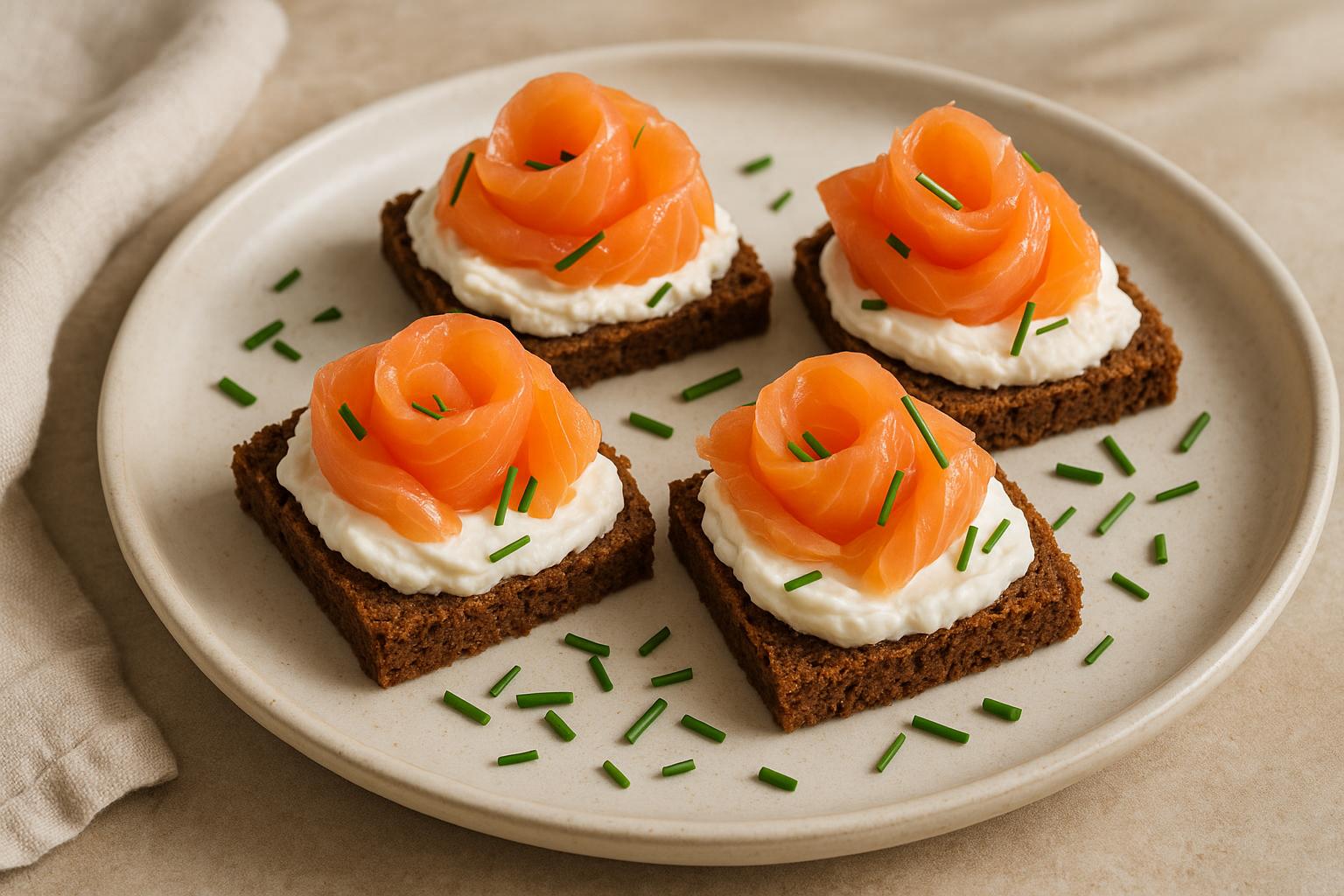 Canapè di formaggio e salmone