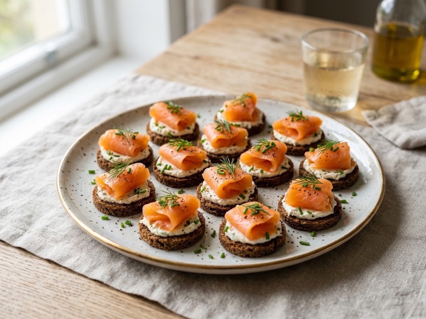 Canapè di formaggio e salmone