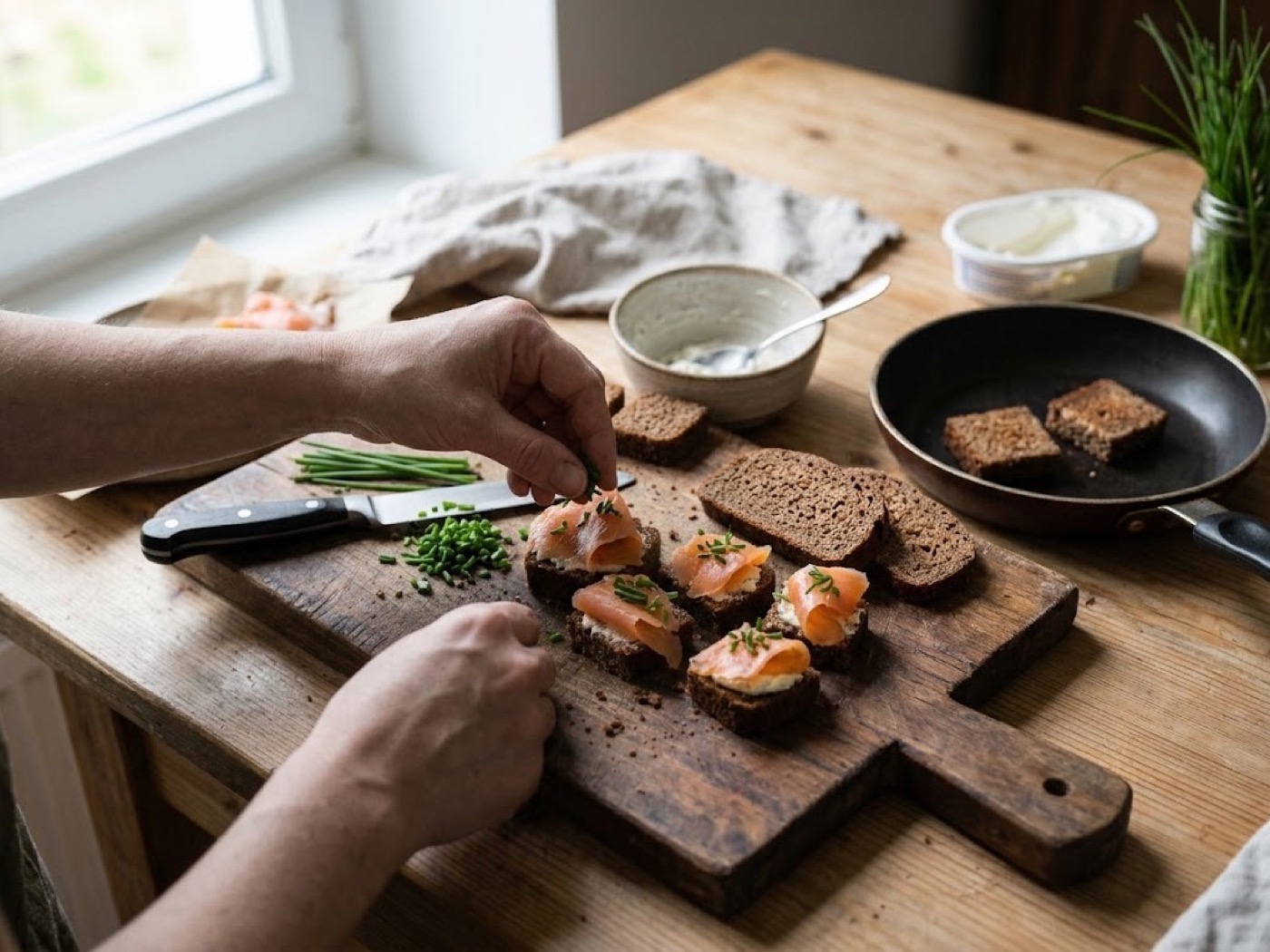 Canapè di formaggio e salmone, passaggio 5
