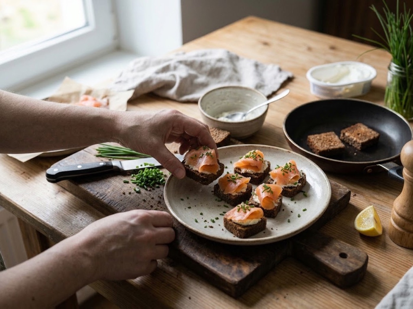 Canapè di formaggio e salmone, passaggio 6