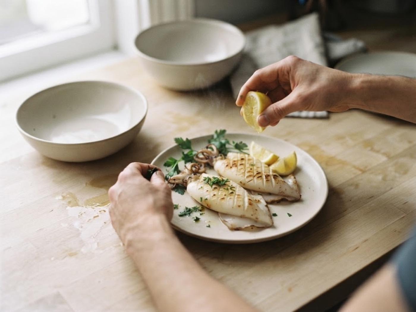 Calamari alla griglia, passaggio 6