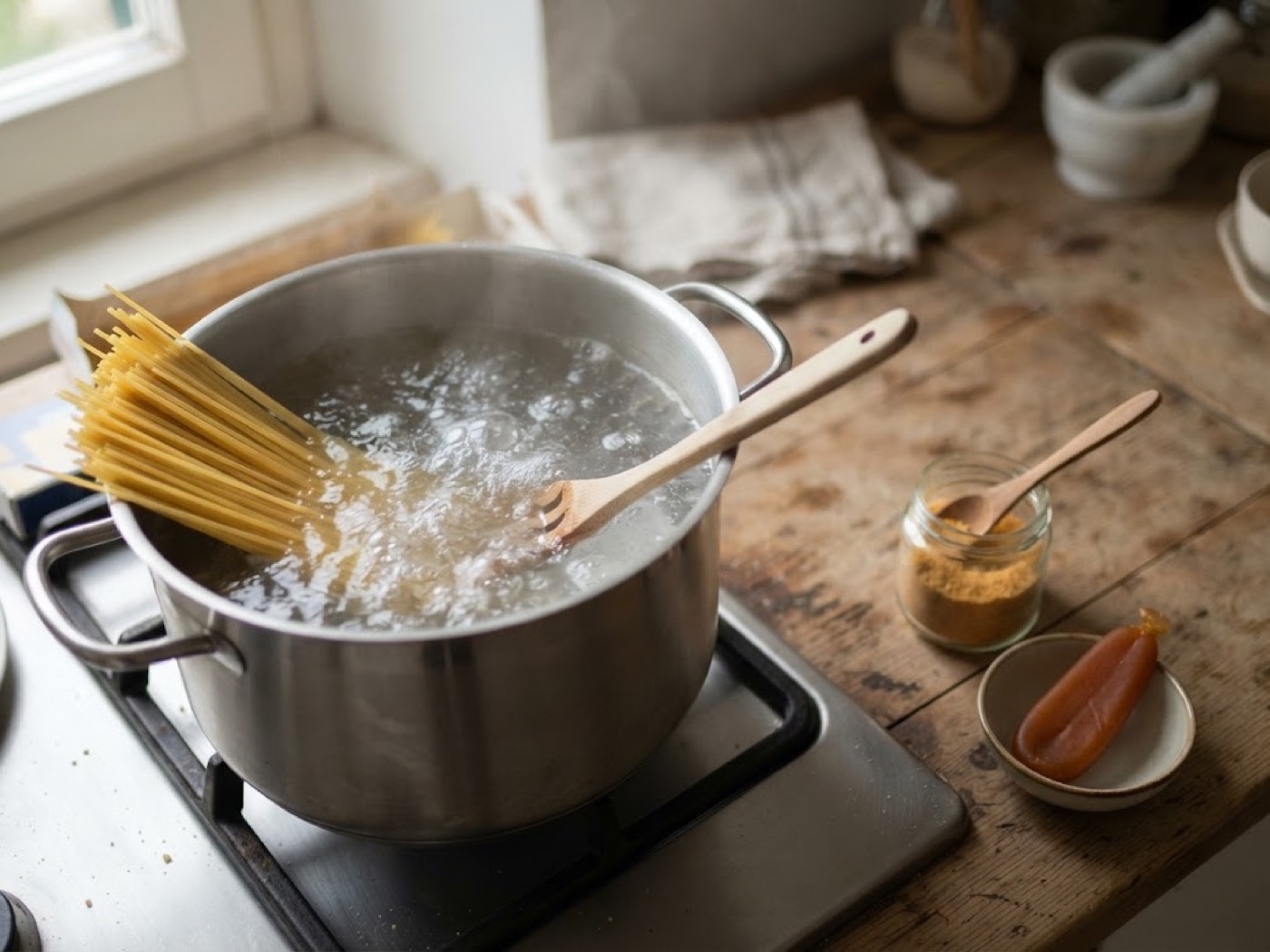 Pasta con la Bottarga, passaggio 1