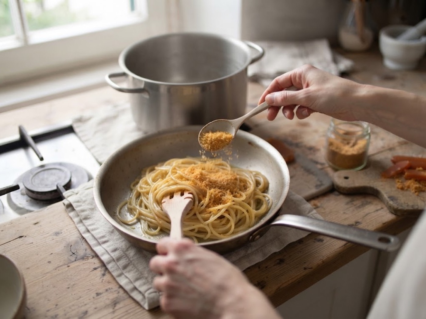 Pasta con la Bottarga, passaggio 5