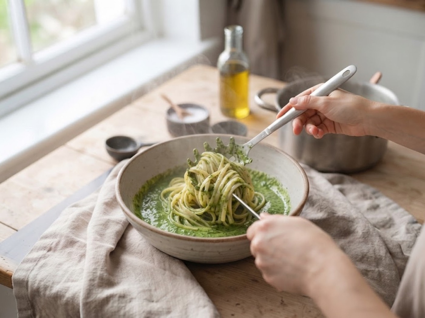 Pasta al pesto, passaggio 6