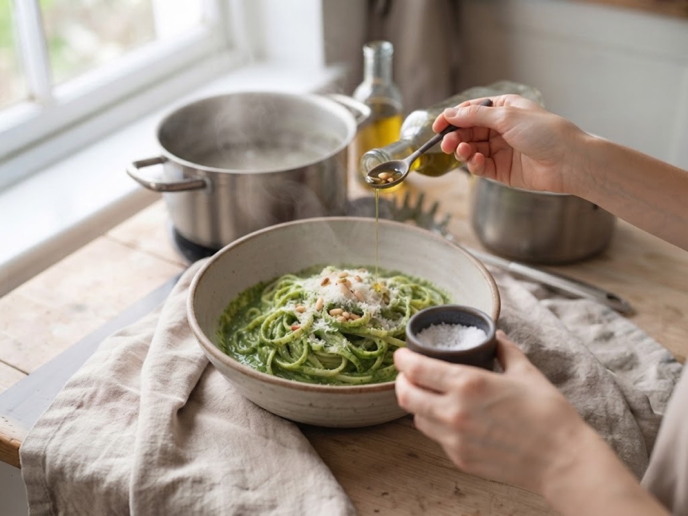 Pasta al pesto, passaggio 7