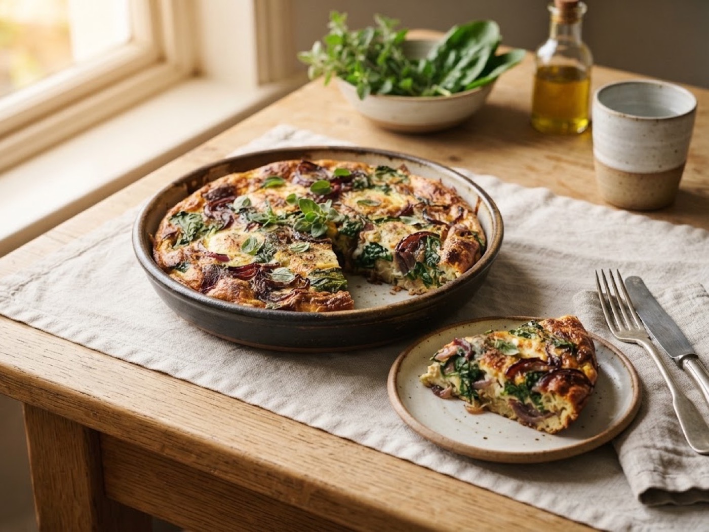 Frittata al forno con spinaci e cipolle