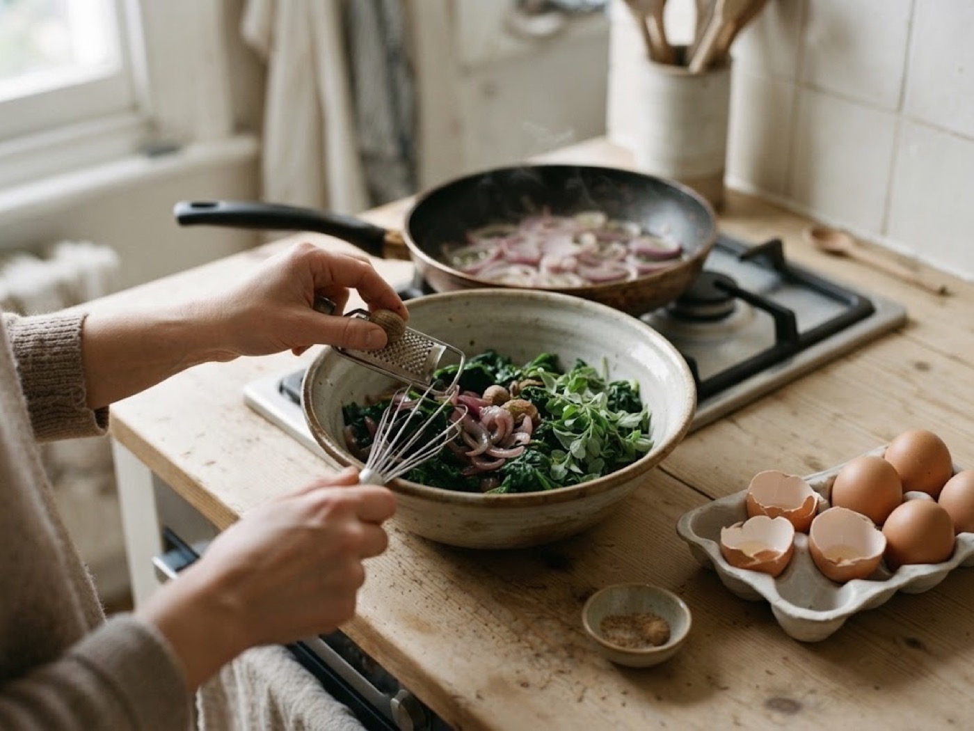 Frittata al forno con spinaci e cipolle, passaggio 2