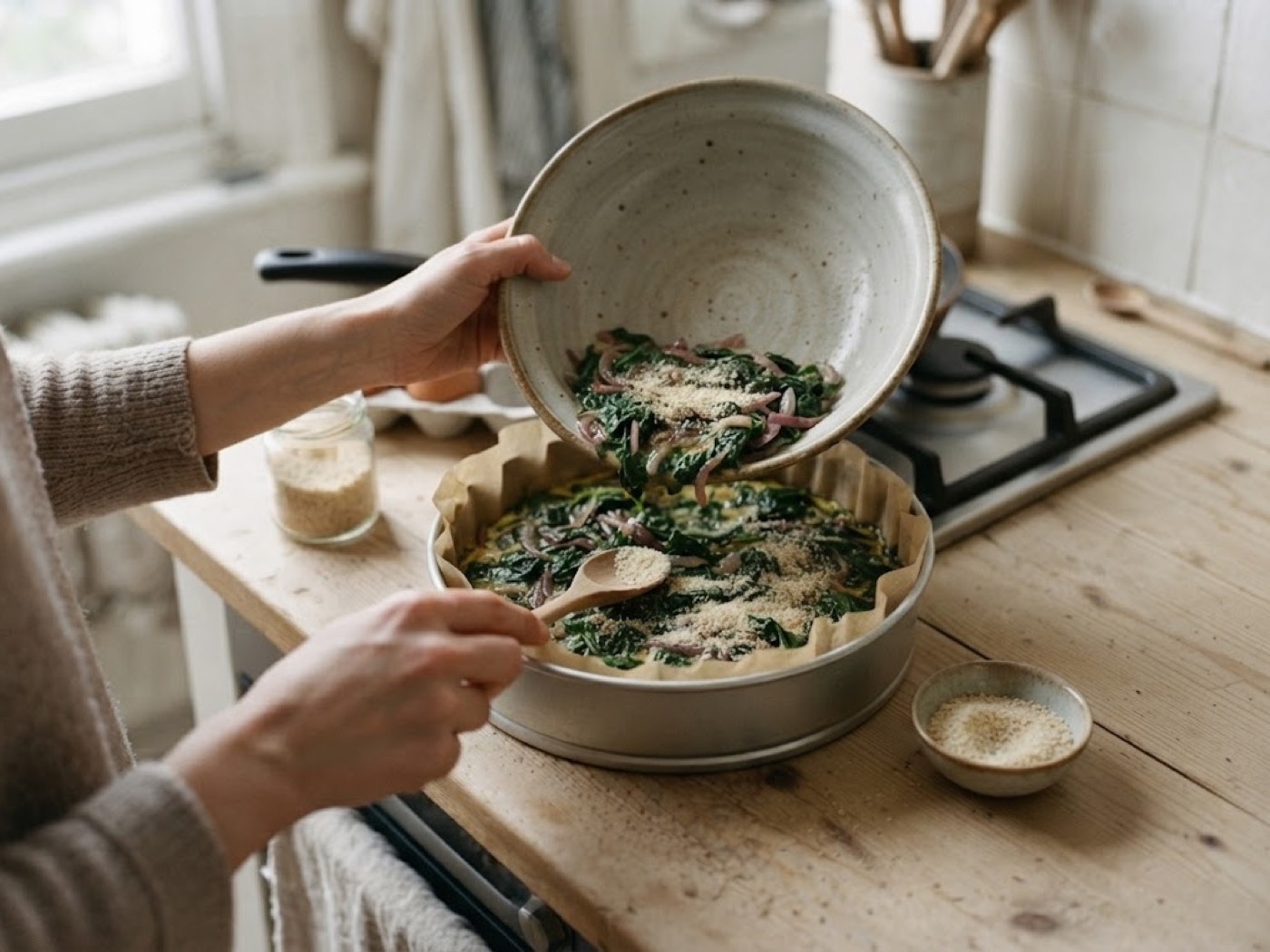 Frittata al forno con spinaci e cipolle, passaggio 3