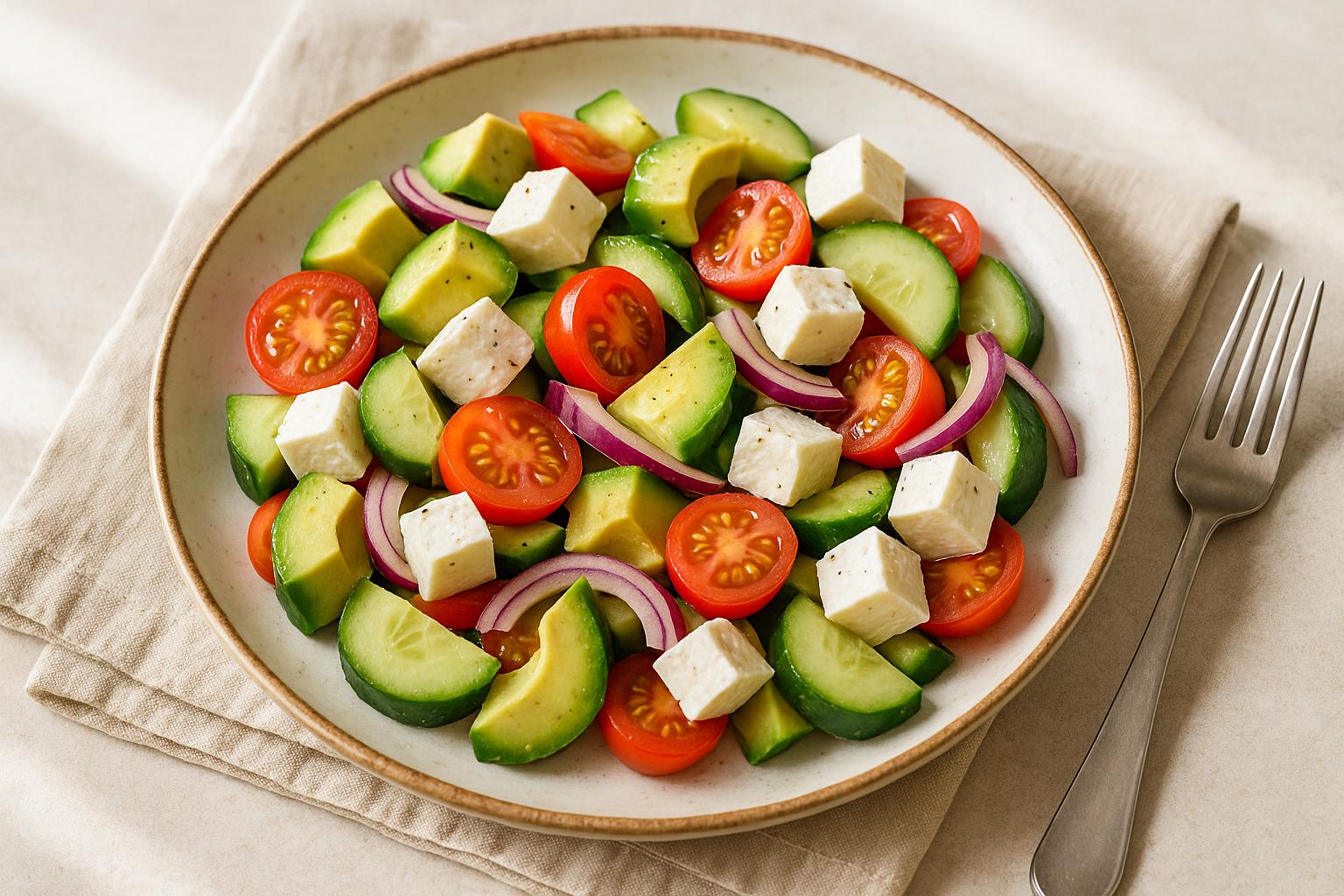Insalata con feta e avocado