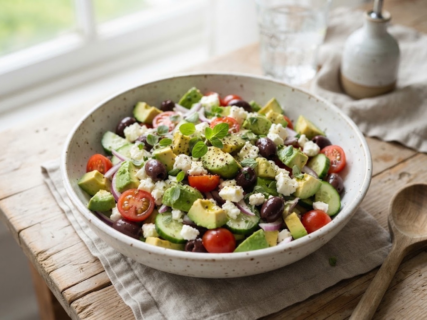 Insalata con feta e avocado