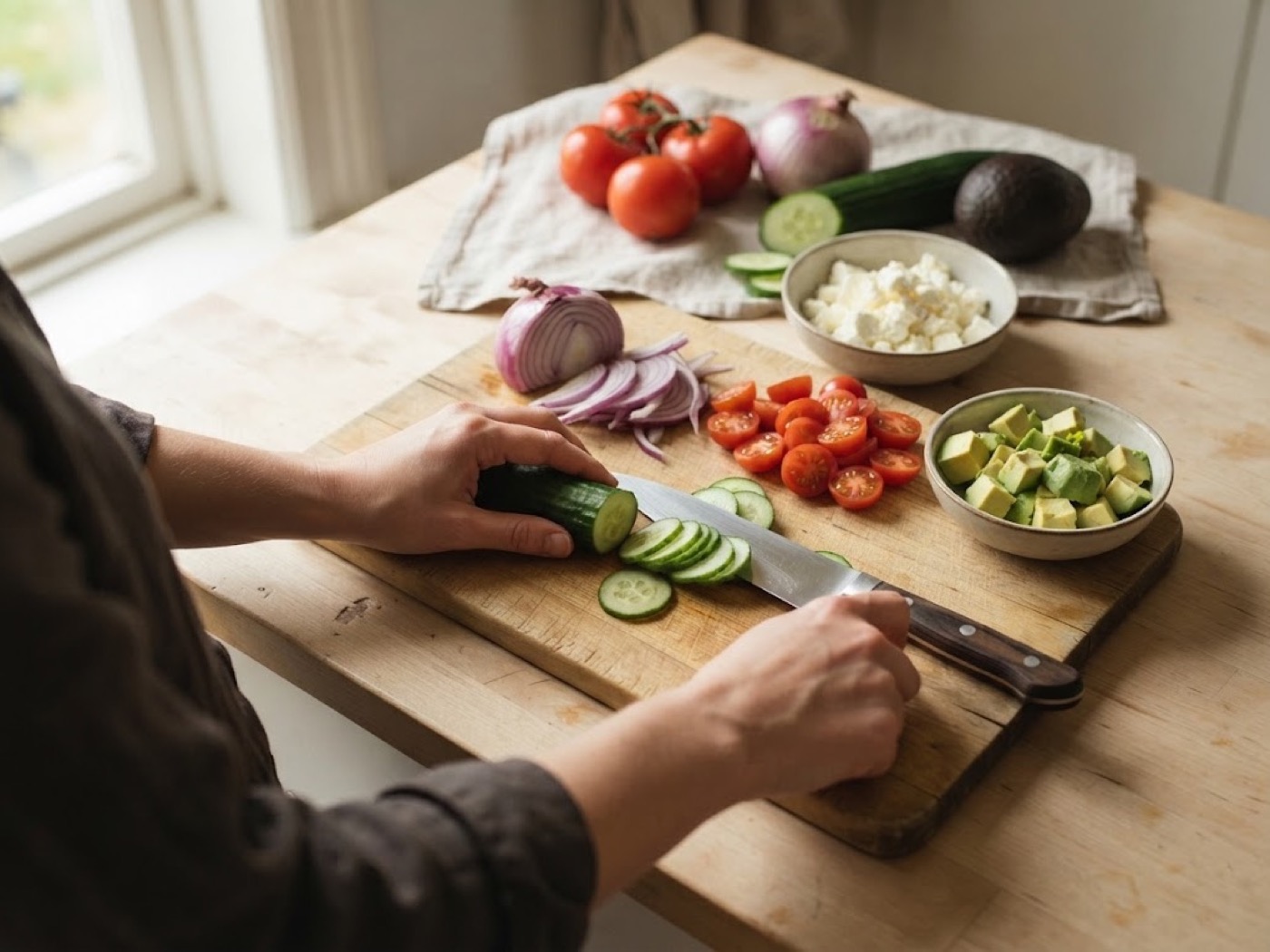 Insalata con feta e avocado, passaggio 1