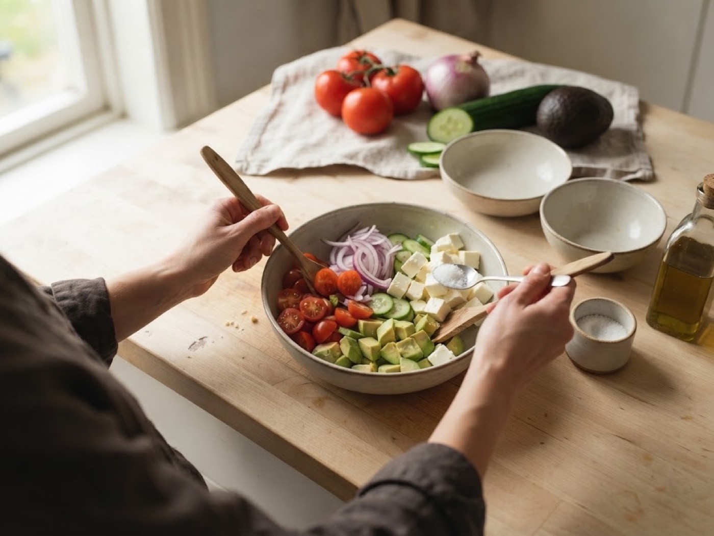 Insalata con feta e avocado, passaggio 2