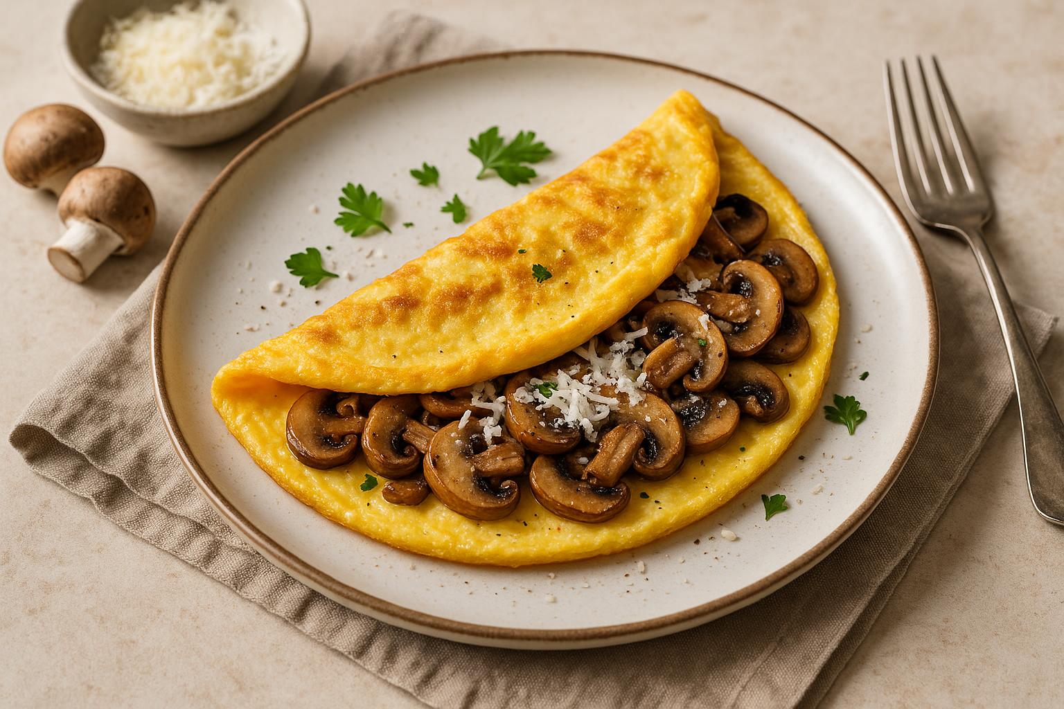 Omelette con parmigiano e funghi