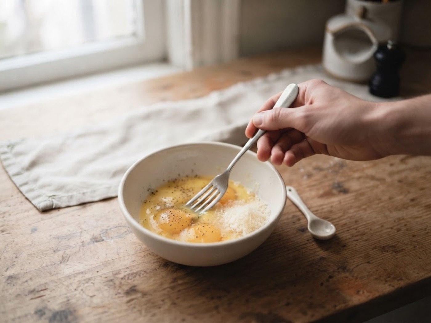 Omelette con parmigiano e funghi, passaggio 4
