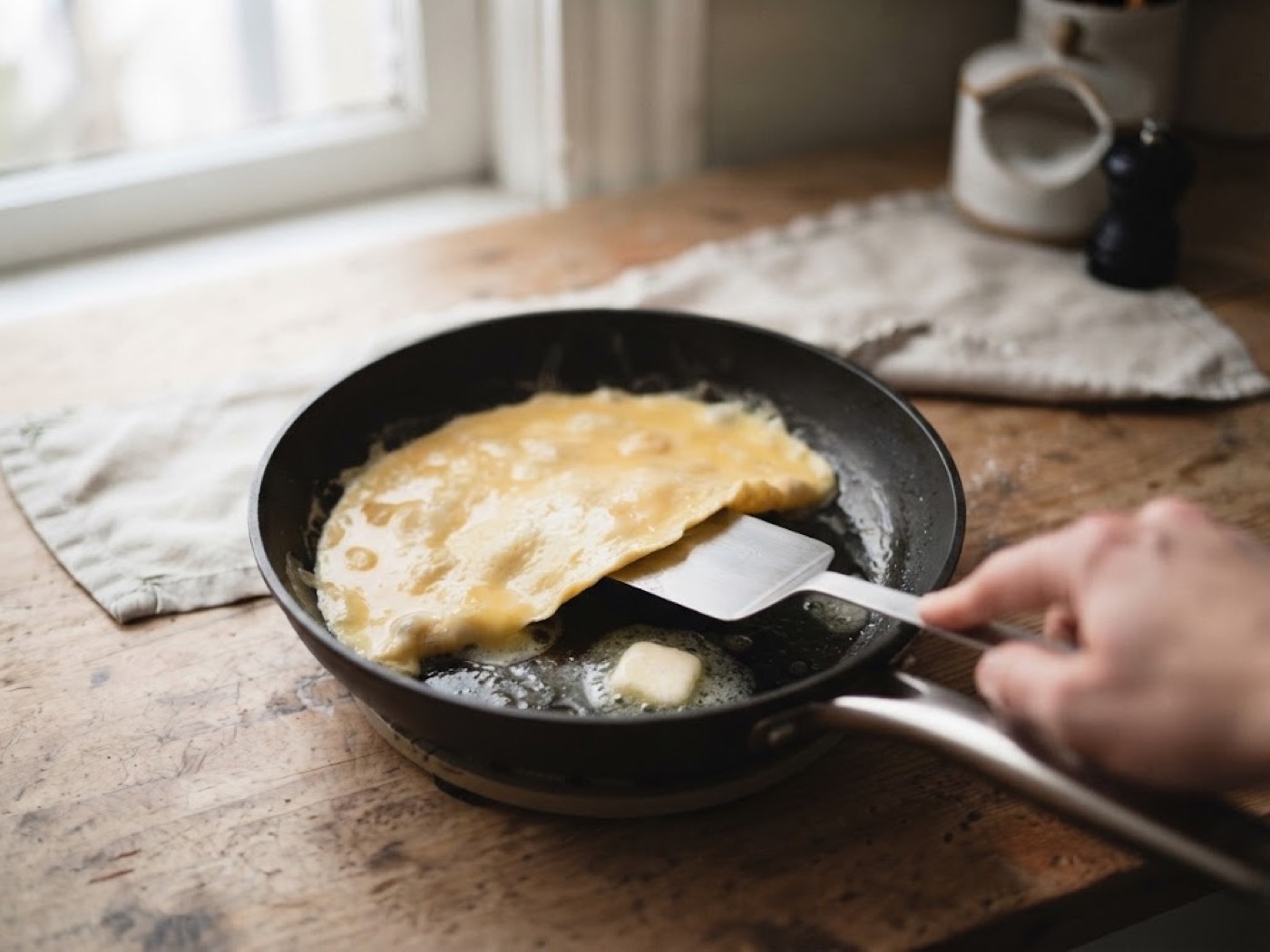 Omelette con parmigiano e funghi, passaggio 5