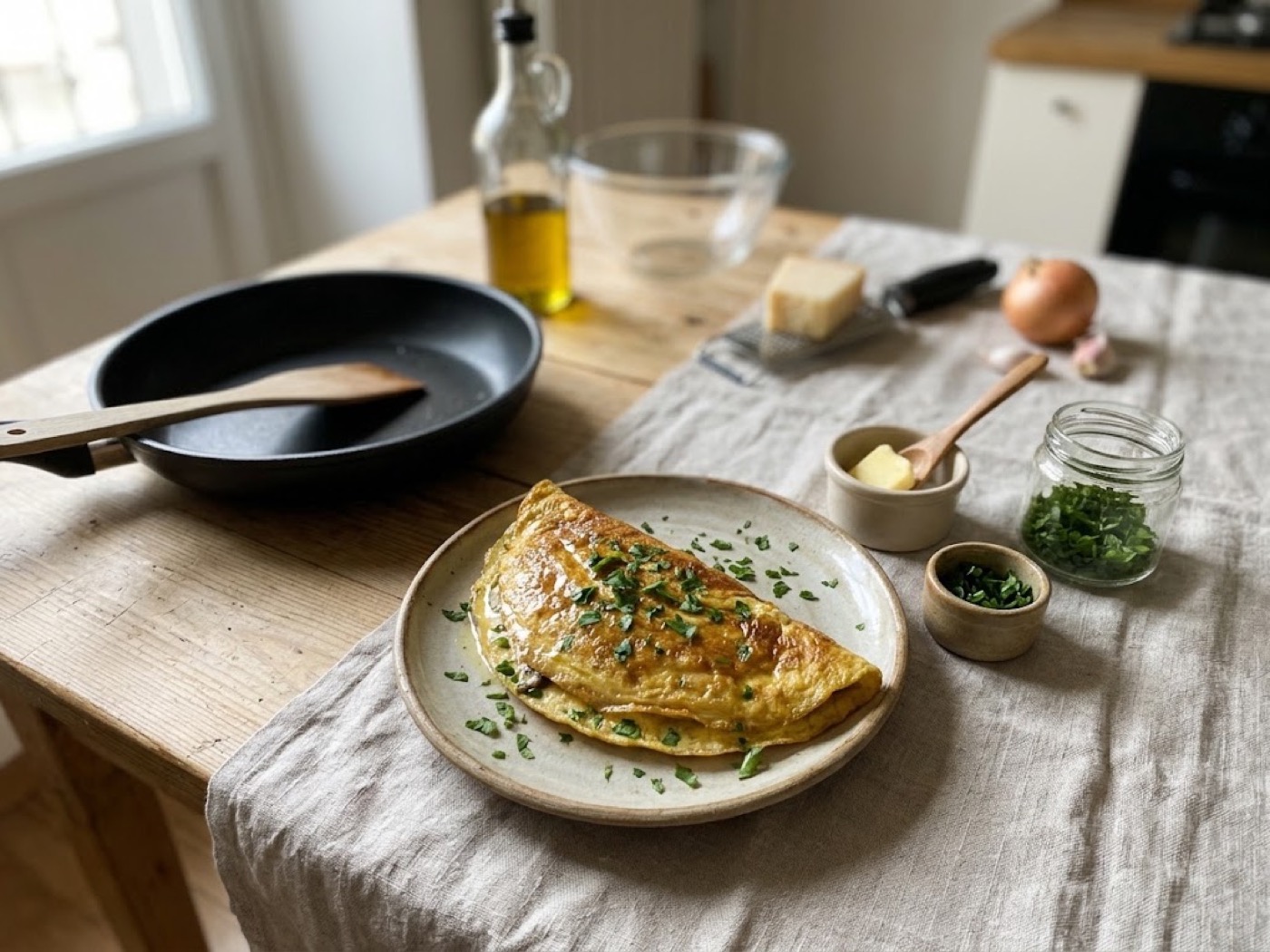 Omelette con parmigiano e funghi, passaggio 9