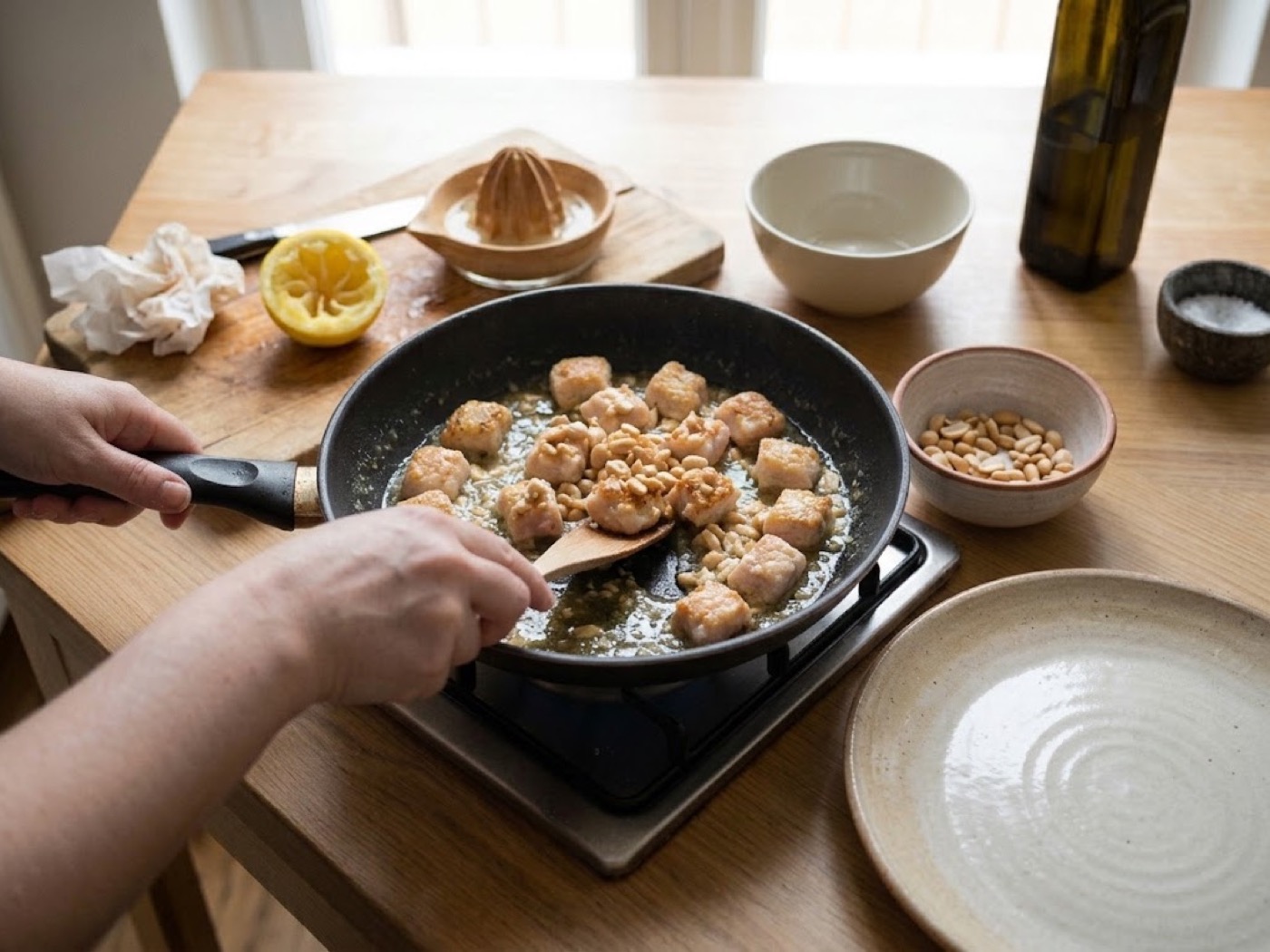 Bocconcini di pollo al limone e arachidi, passaggio 6