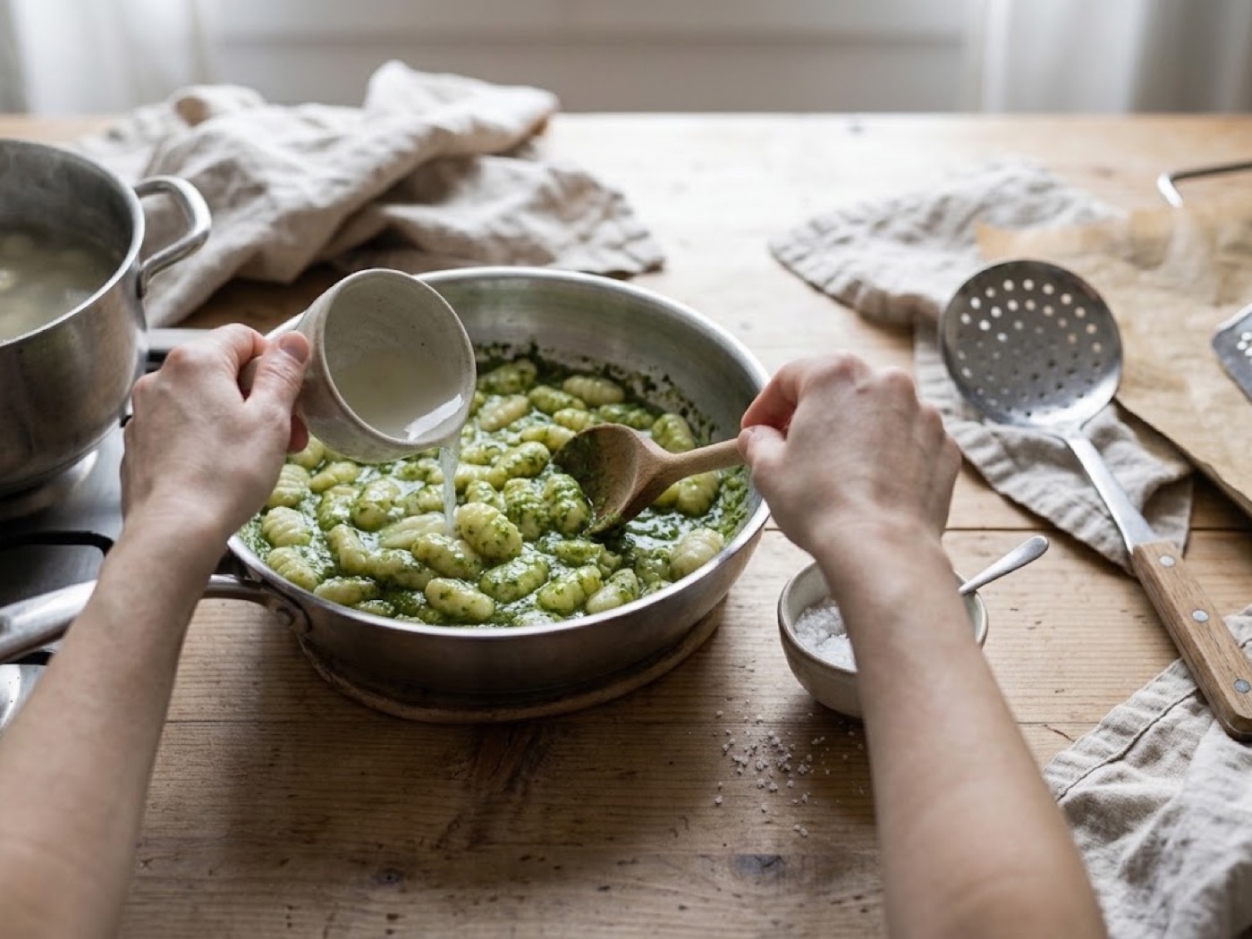 Gnocchi al pesto, passaggio 6
