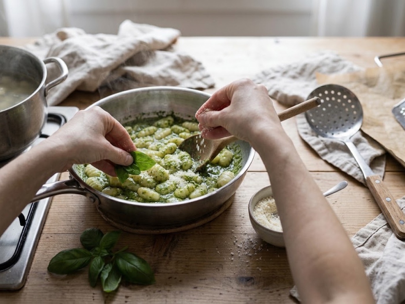 Gnocchi al pesto, passaggio 7