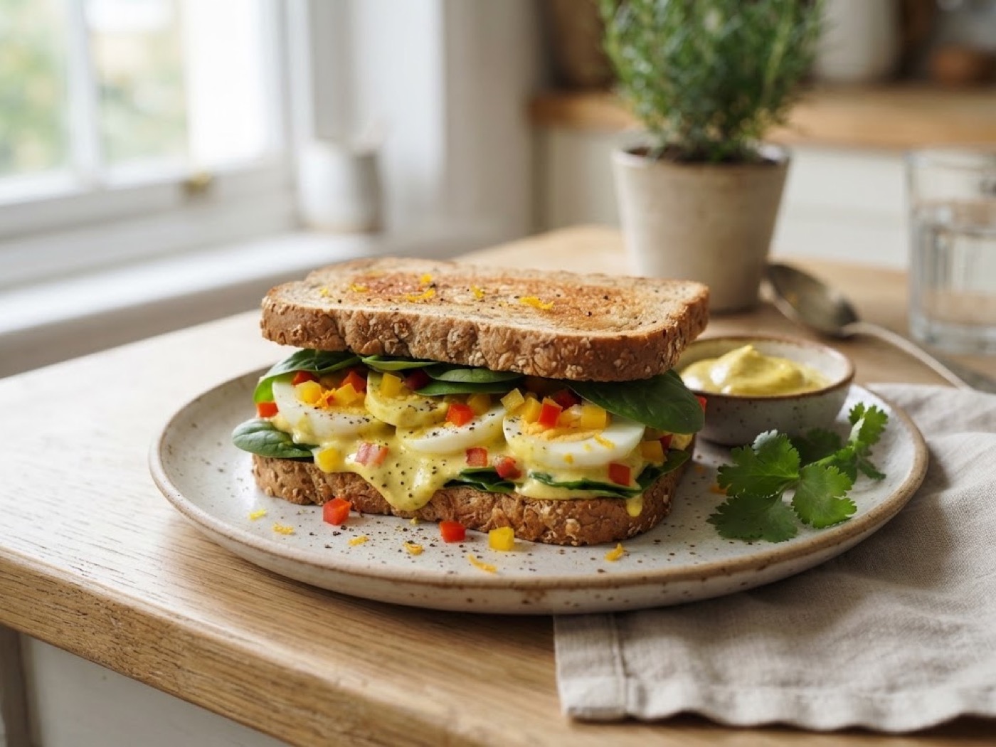 Sandwich con salsa al curry
