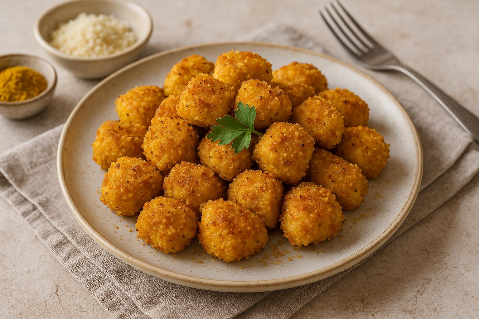 Bocconcini di pollo curry parmigiano e pangrattato