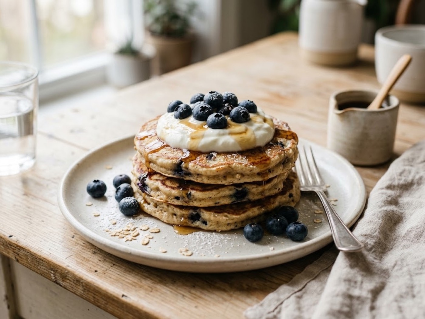 Pancake avena e mirtilli