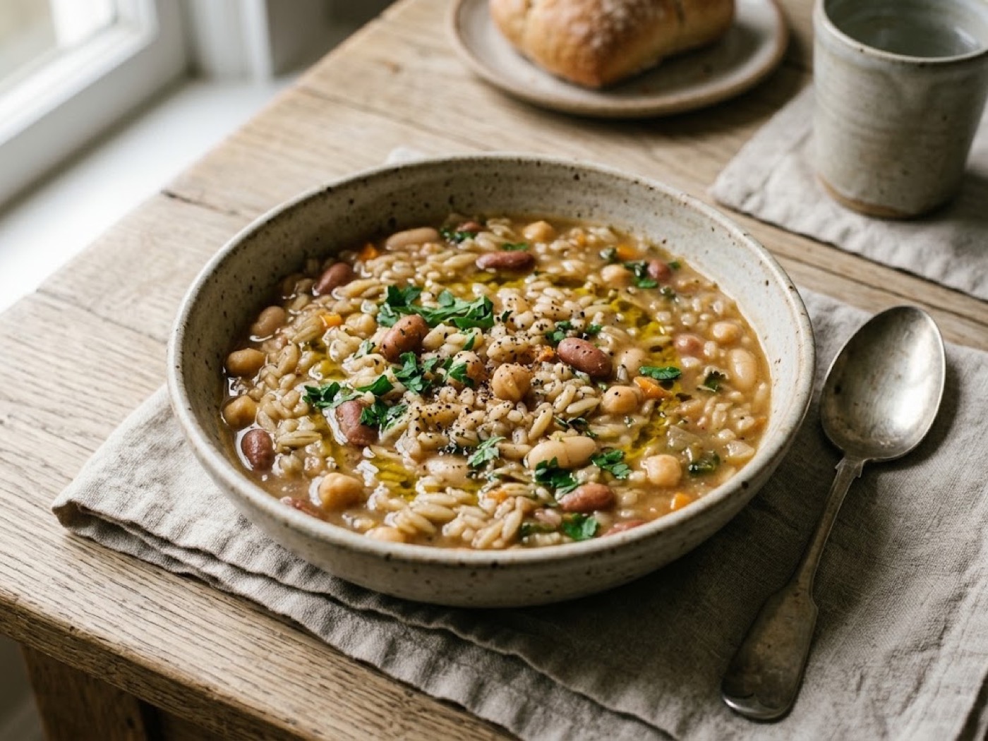 Orzo con legumi