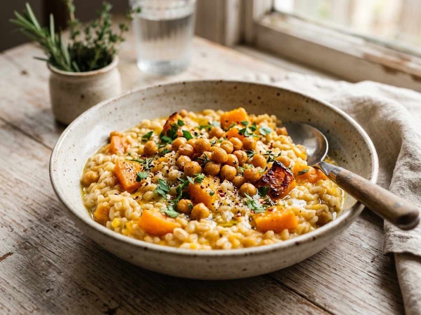 Orzo zucca e ceci