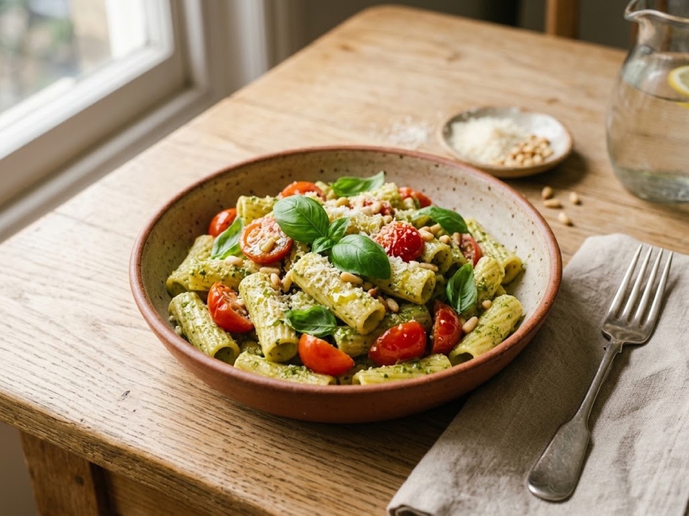 Pasta pesto e pomodorini