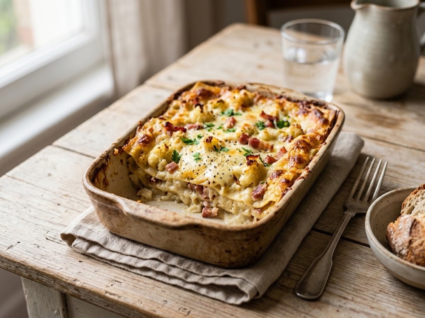 Lasagna cavolfiore e speck