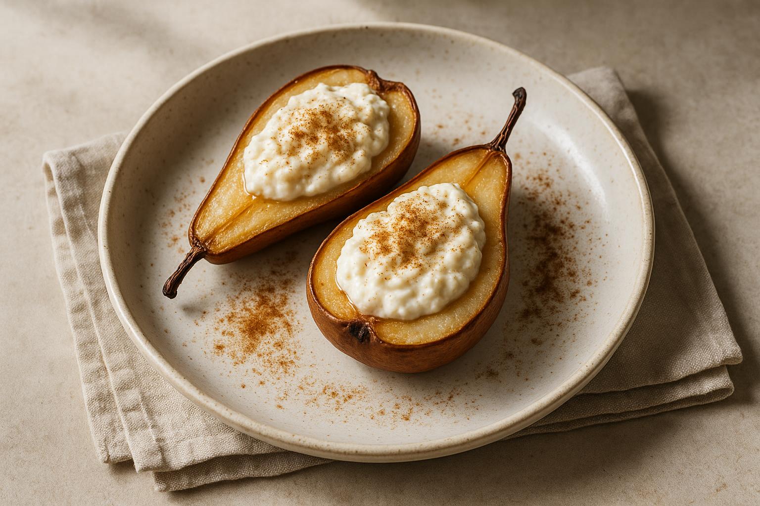 Pera al forno con crema di ricotta