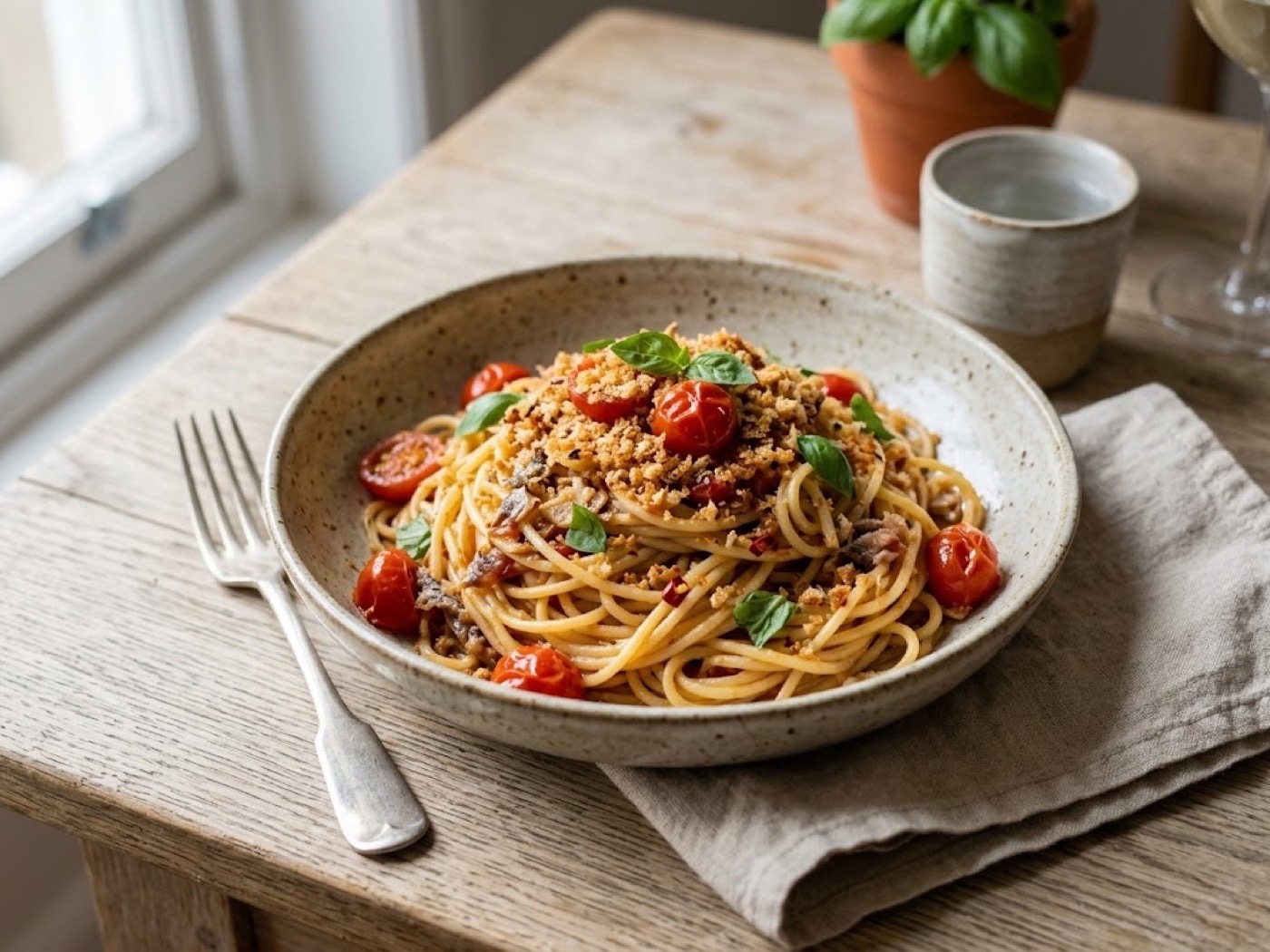 Spaghetti ammollicati con pomodorini