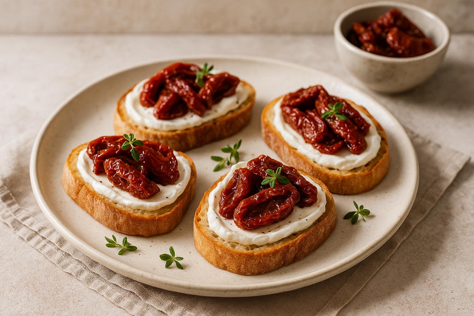 Bruschetta Pomodorini Secchi e Philadelphia