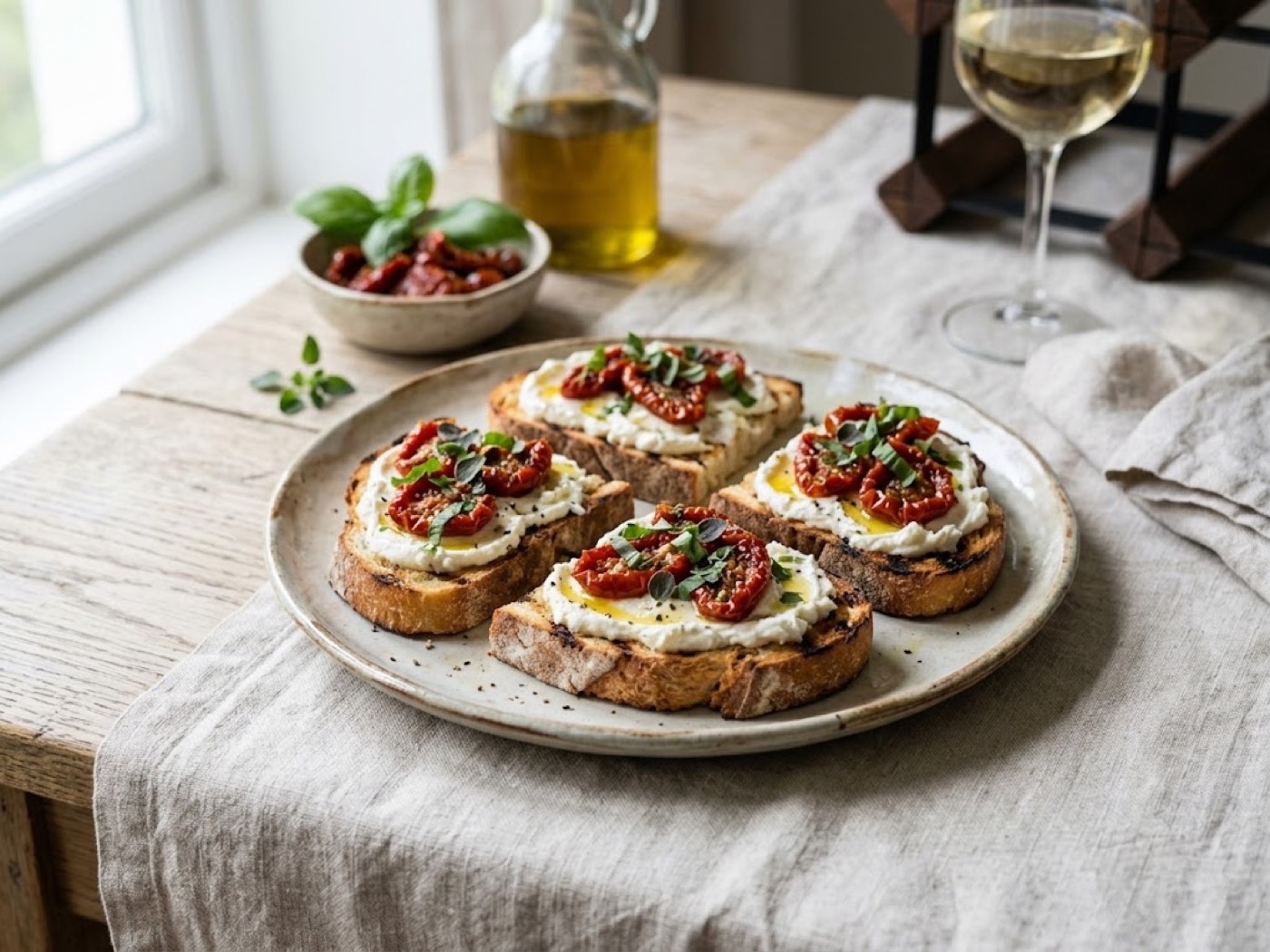 Bruschetta Pomodorini Secchi e Philadelphia