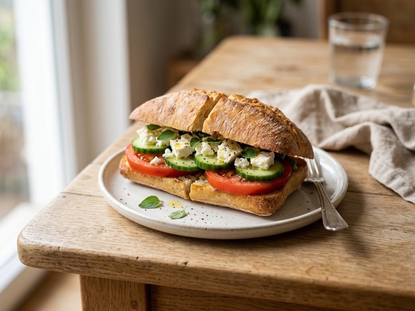 Panino Feta Pomodori e Cetrioli