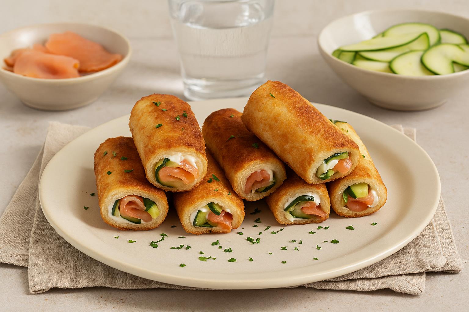 Rotolini di pane con salmone zucchine e stracchino