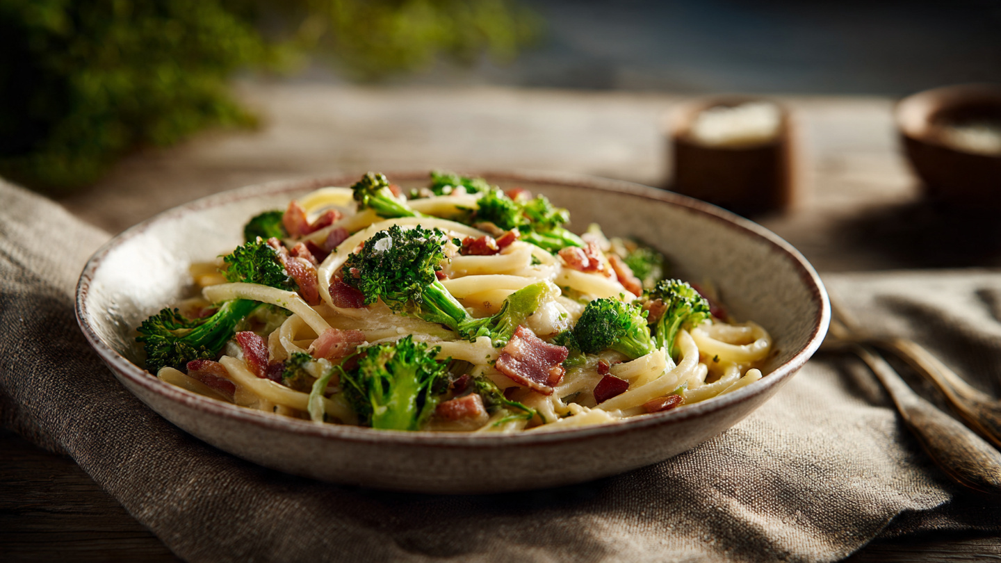 Pasta broccoli e pancetta