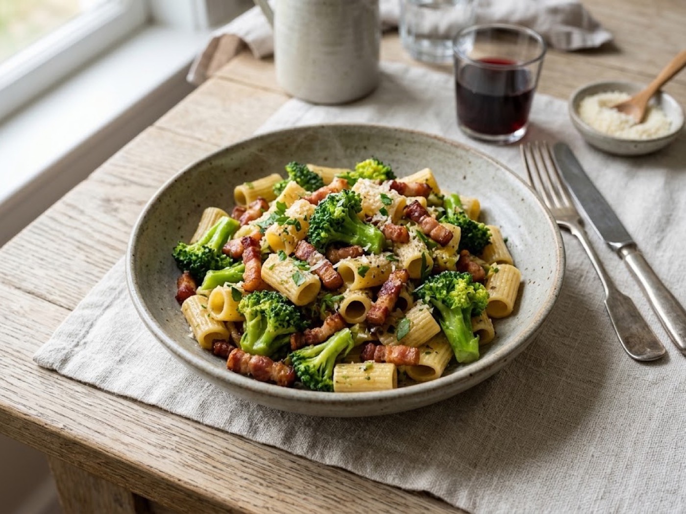 Pasta broccoli e pancetta
